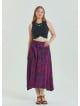 Gipe Waist Tied Wine Patterned Plus Size Skirt 4598